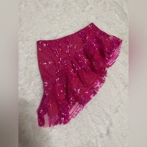 New small hot pink sequin mini skirt iheartraves festival rave raver outfit